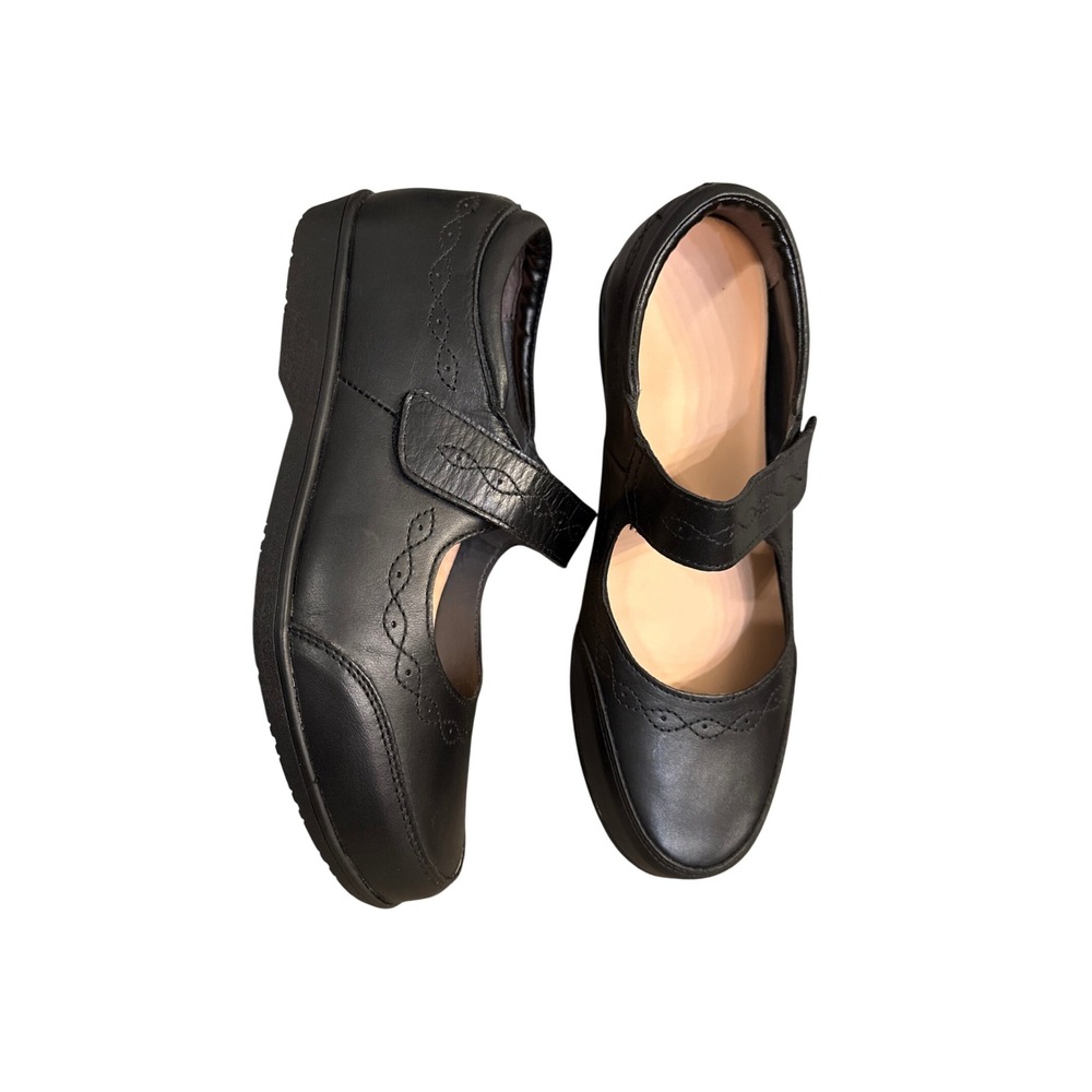 Propet WCA013L Black Leather Mary Ellen Wide Shoes Women's 10 W D Hook Loop